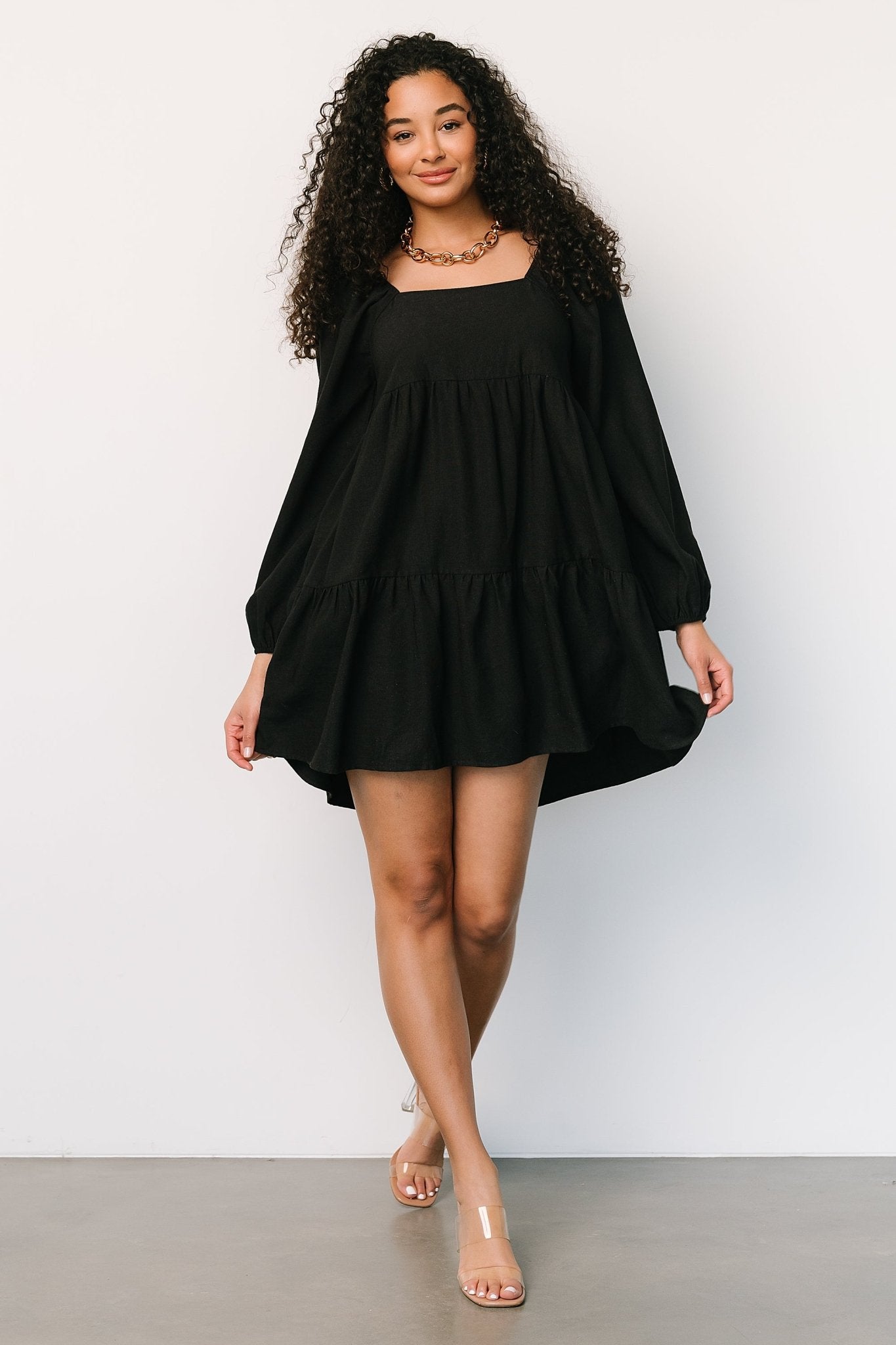 Selena Tiered Mini Dress | Black - Baltic Born