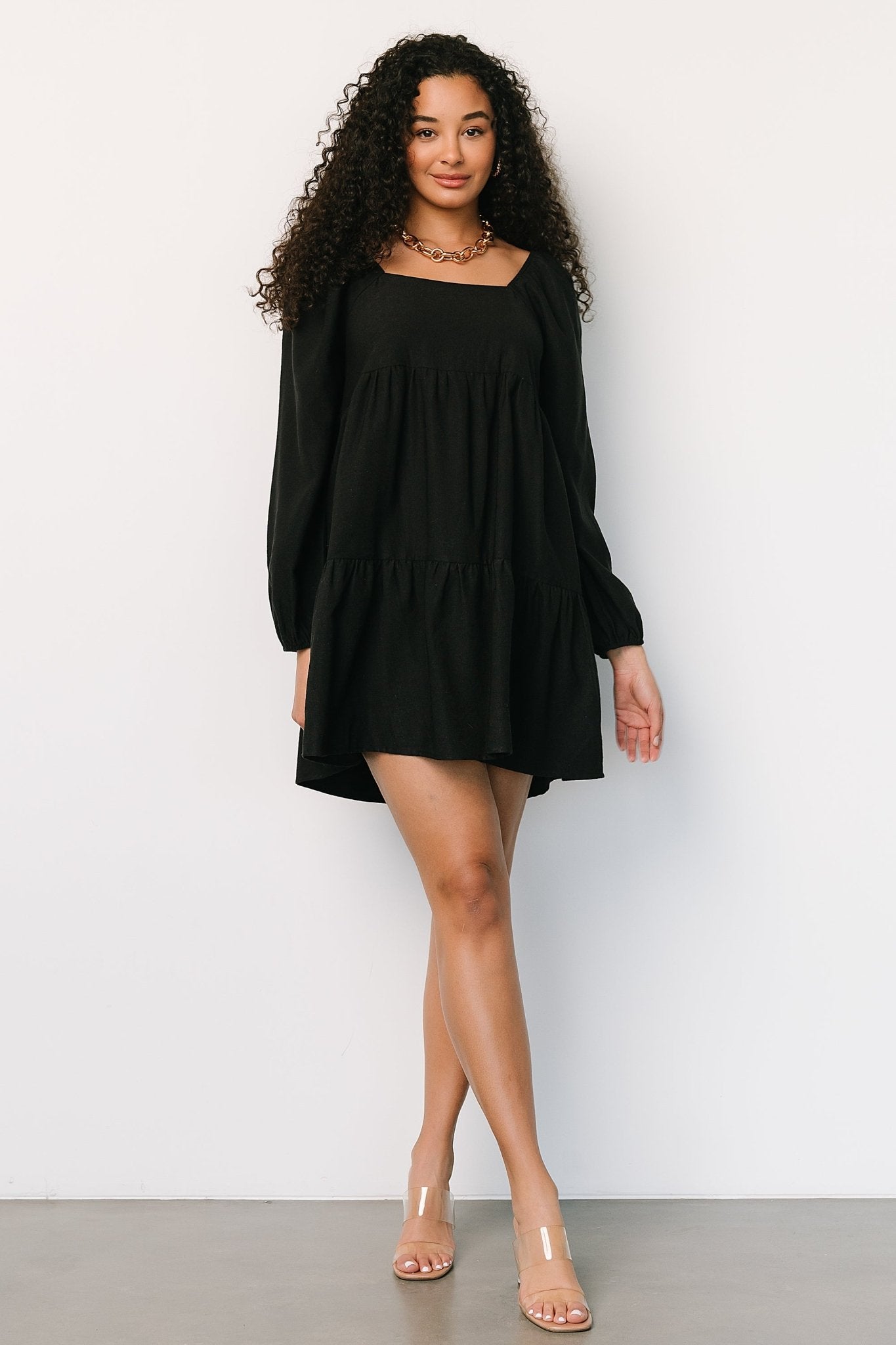 Selena Tiered Mini Dress | Black - Baltic Born