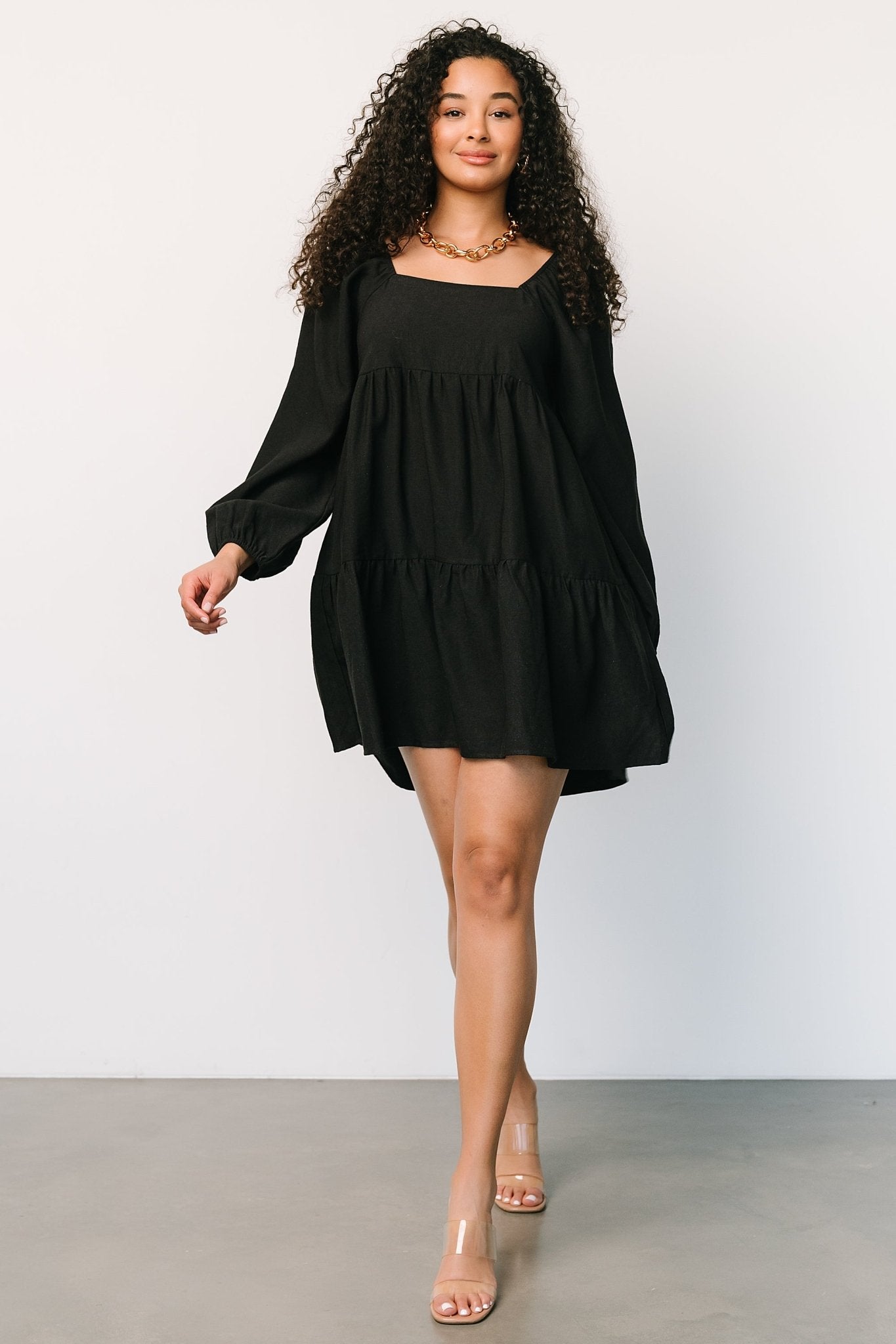 Selena Tiered Mini Dress | Black - Baltic Born