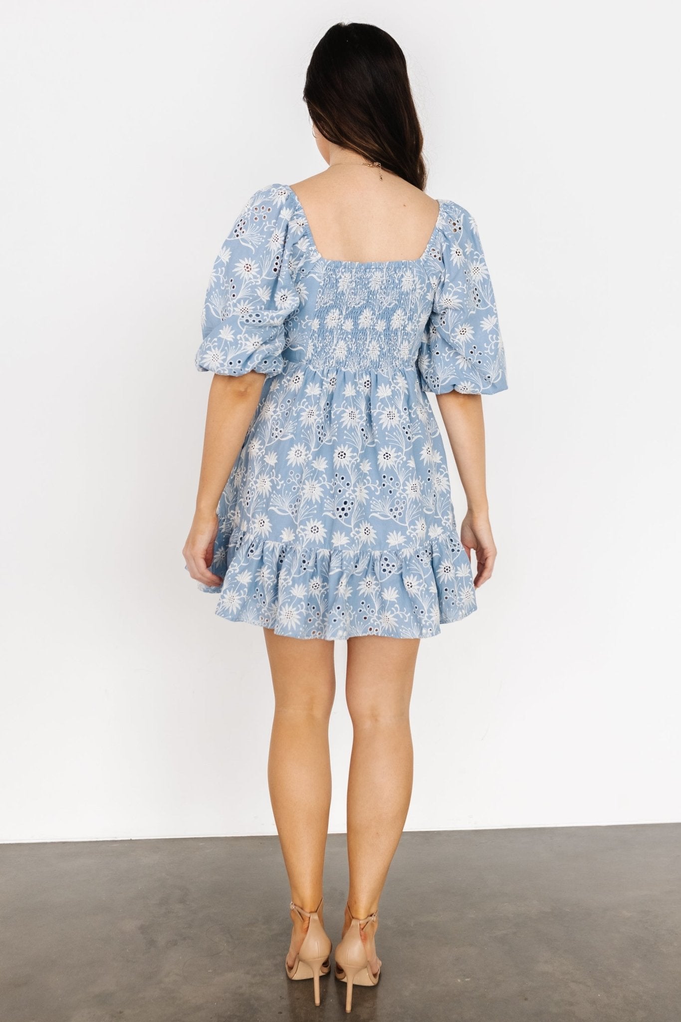 Serres Eyelet Mini Dress | Blue Floral - Baltic Born