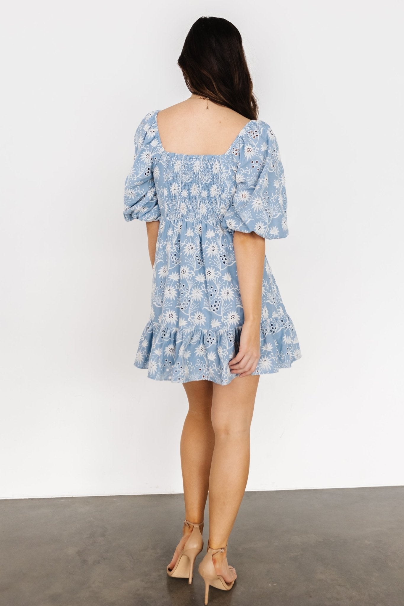 Serres Eyelet Mini Dress | Blue Floral - Baltic Born