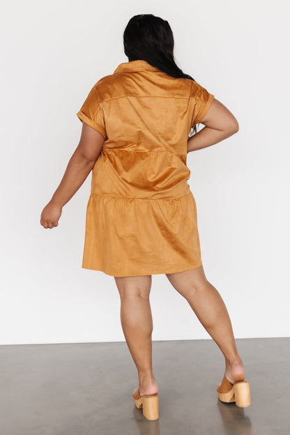 Shayla Button Down Short Dress | Camel - Baltic Born