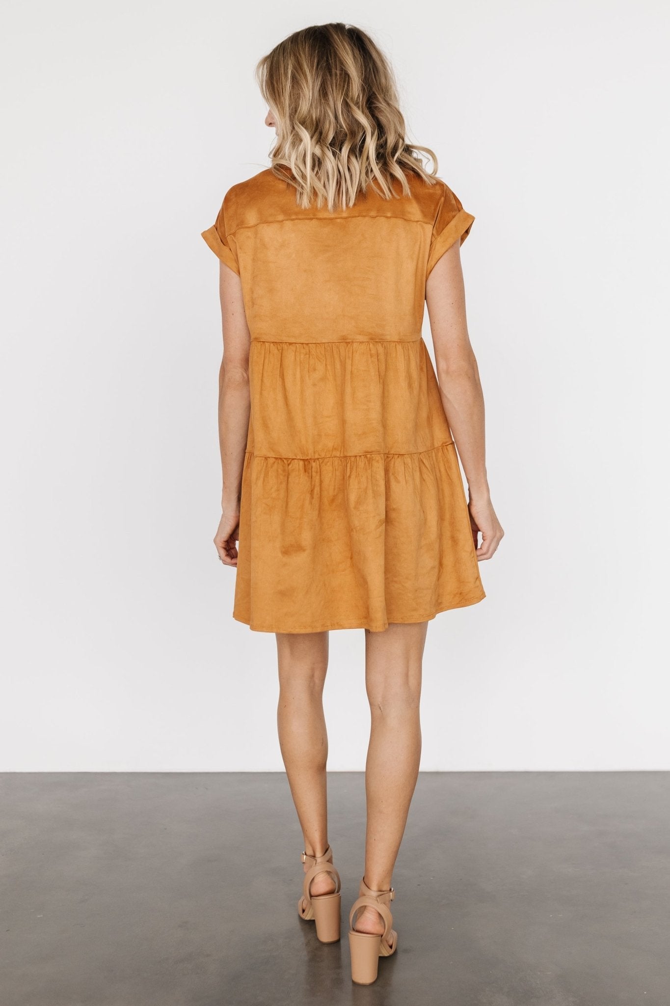 Shayla Button Down Short Dress | Camel - Baltic Born