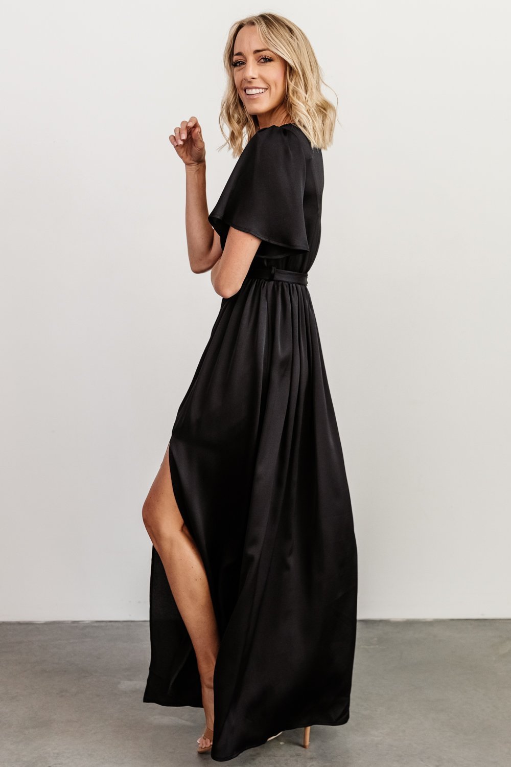 Sicily Satin Maxi Dress | Black - Baltic Born