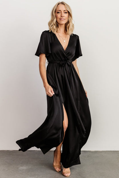 Sicily Satin Maxi Dress | Black - Baltic Born