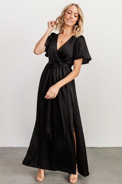 Sicily Satin Maxi Dress | Black - Baltic Born