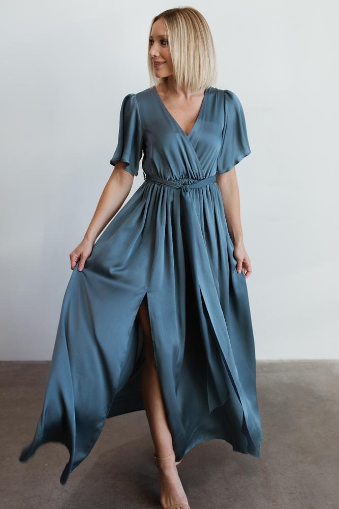 Baltic Born Sicily Satin Maxi Dress | Blue - Xs
