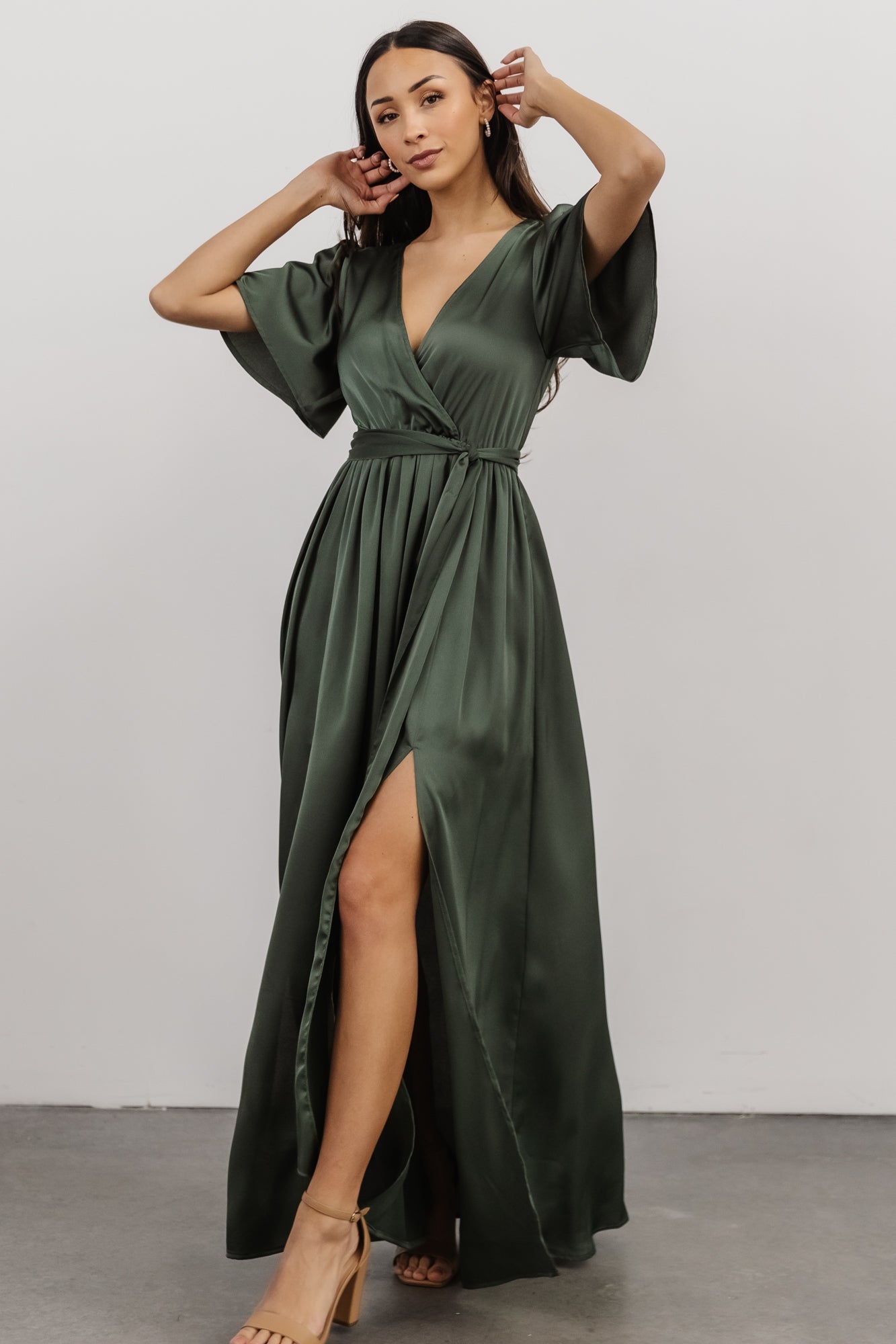 Sicily Satin Maxi Dress | Dusty Green | Baltic Born