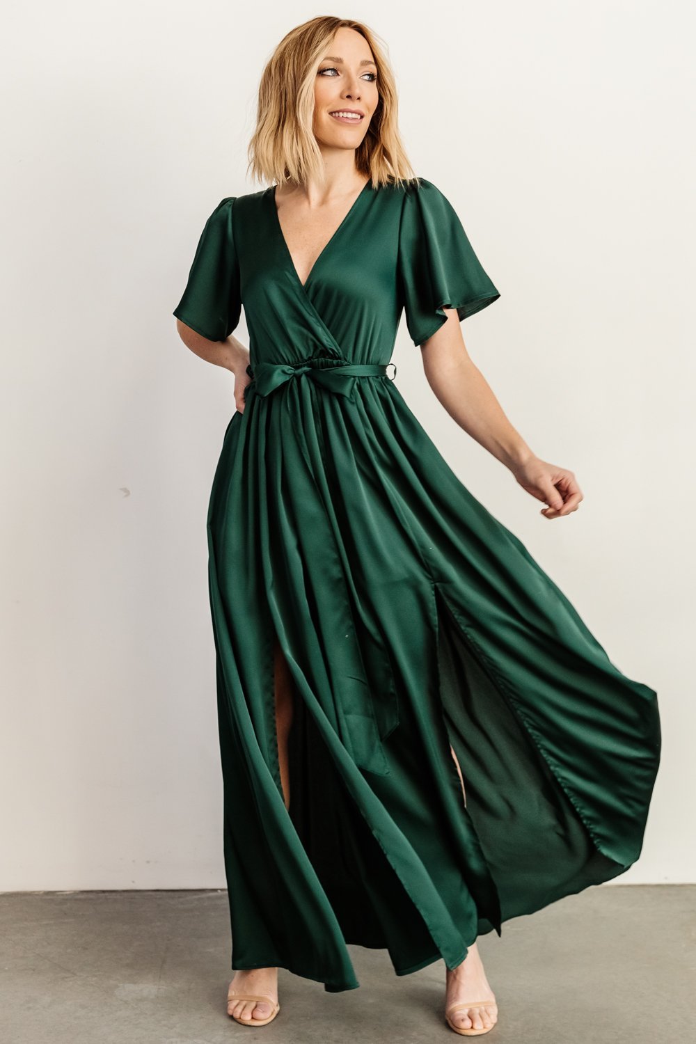 Sicily Satin Maxi Dress | Emerald | Baltic Born