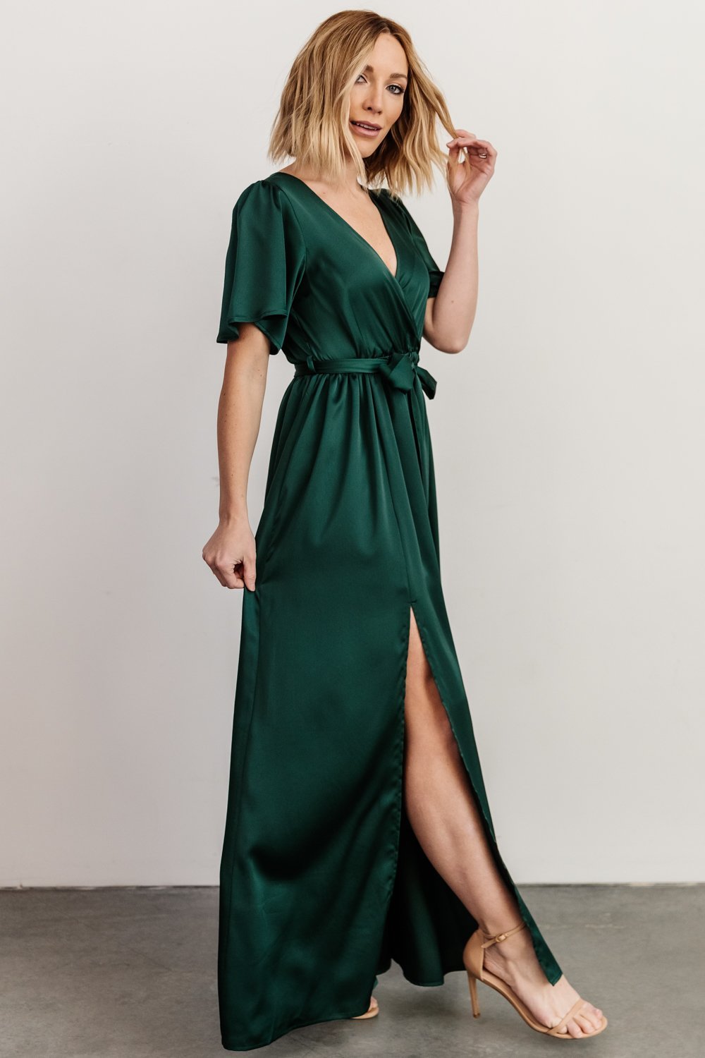 Sicily Satin Maxi Dress | Emerald | Baltic Born