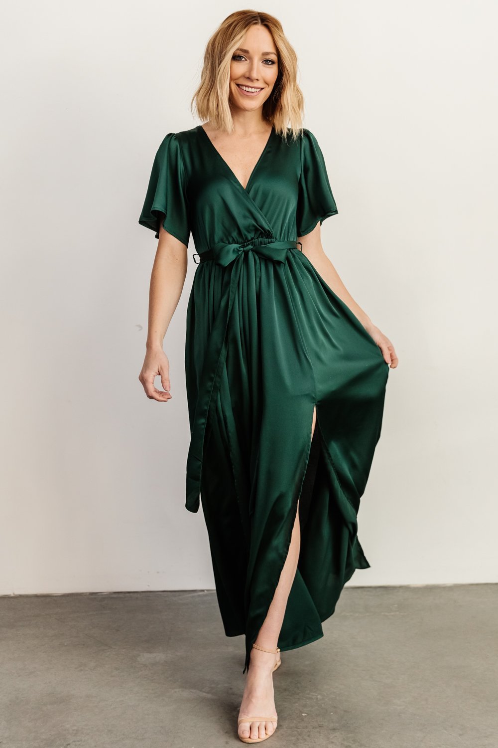 Sicily Satin Maxi Dress | Emerald | Baltic Born