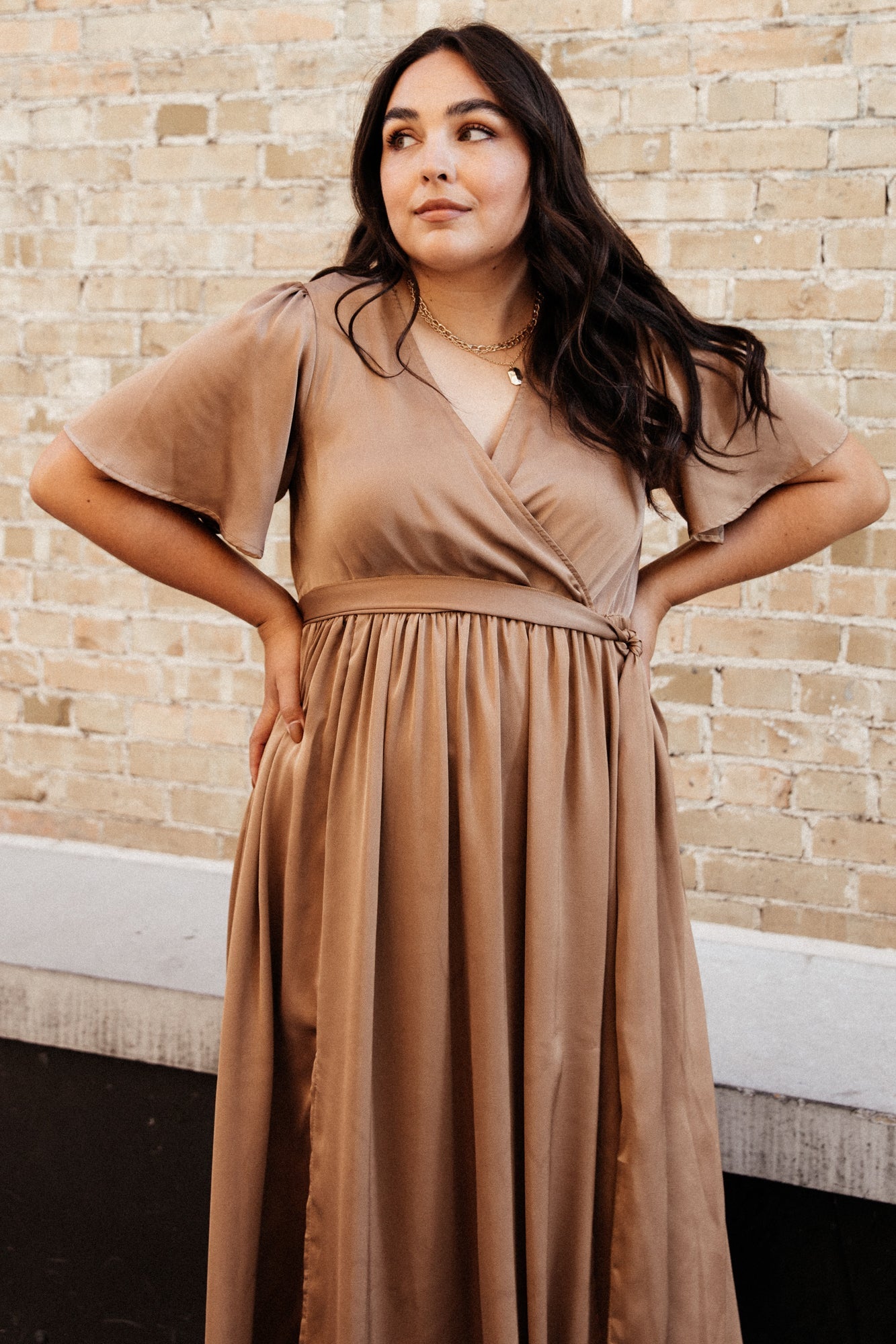 Sicily Satin Maxi Dress | Mocha - Baltic Born