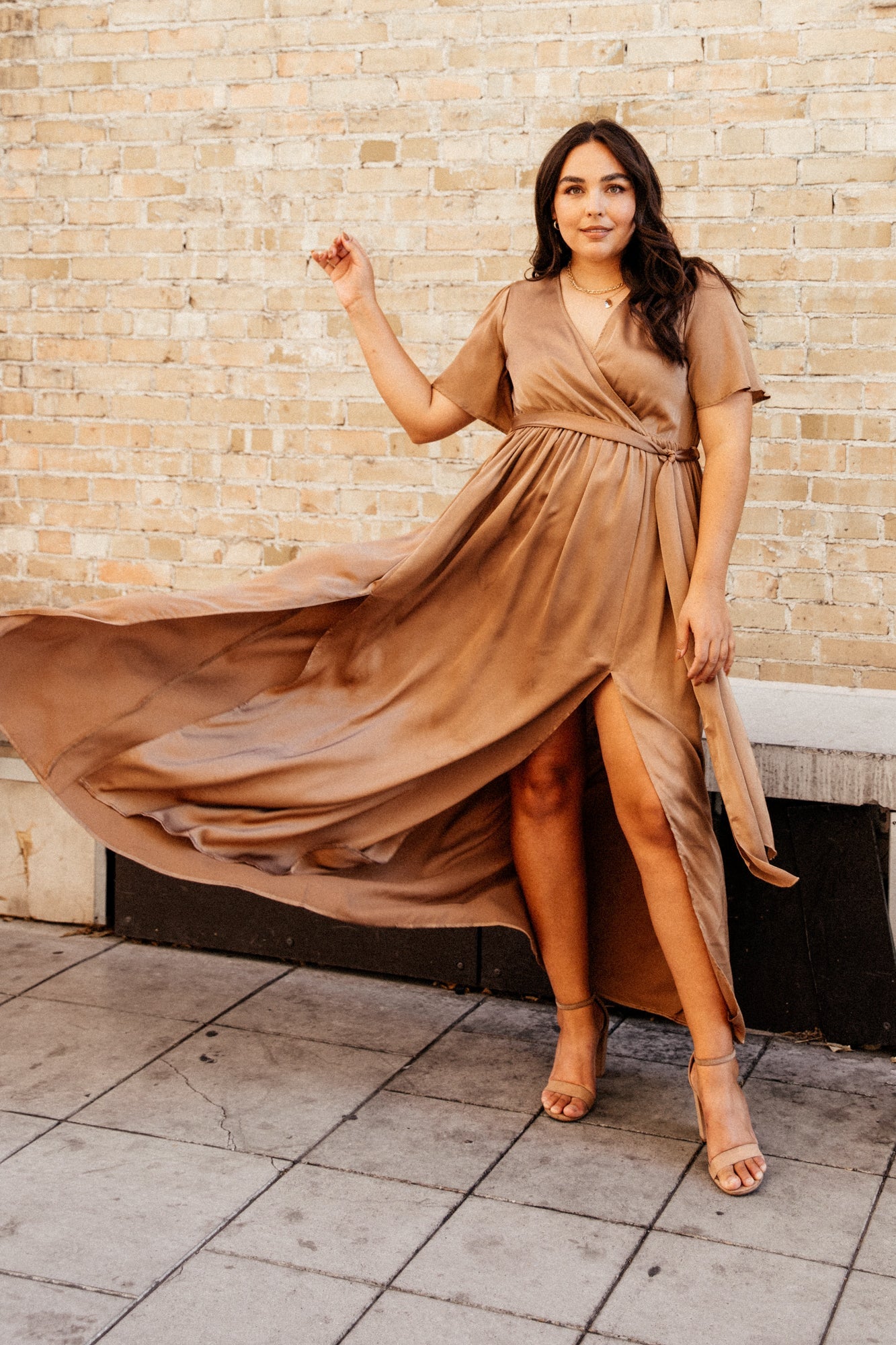 Sicily Satin Maxi Dress | Mocha - Baltic Born