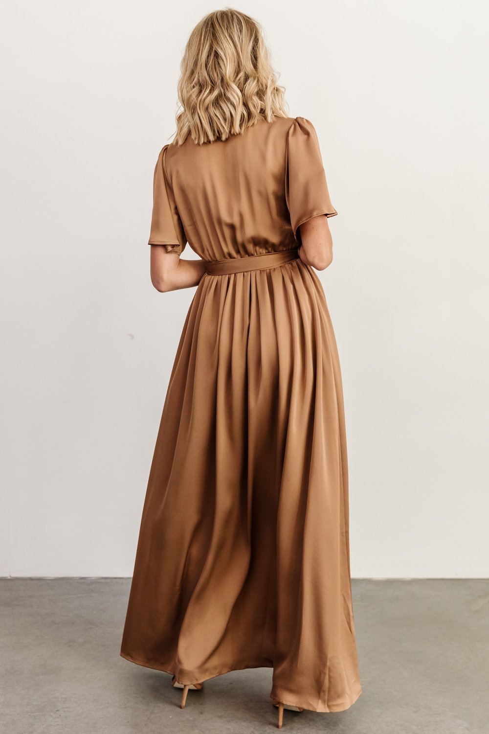 Sicily Satin Maxi Dress | Mocha - Baltic Born