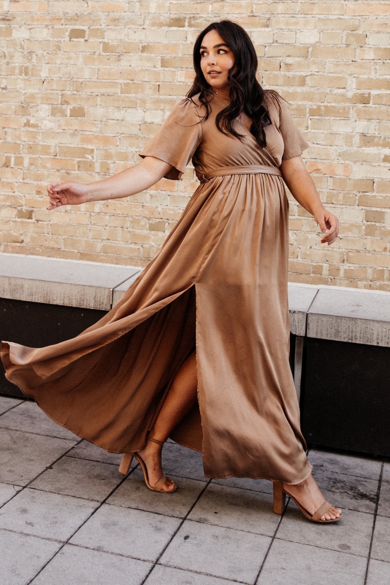 Sicily Satin Maxi Dress | Mocha - Baltic Born