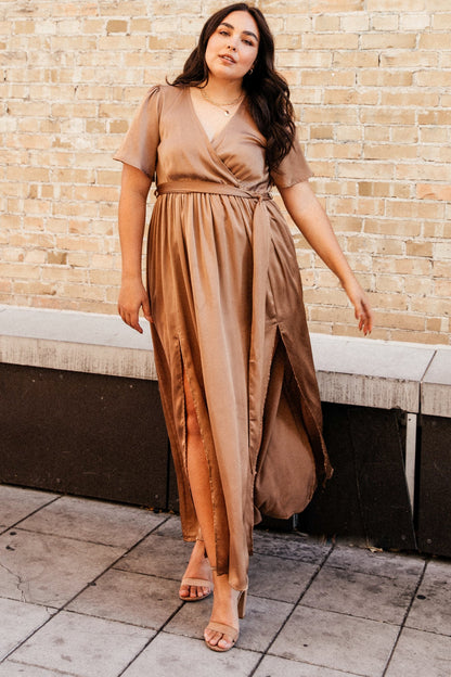 Sicily Satin Maxi Dress | Mocha - Baltic Born