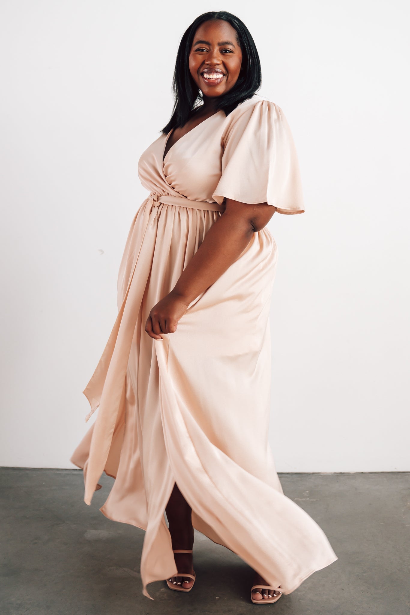 Sicily Satin Maxi Dress | Natural - Baltic Born