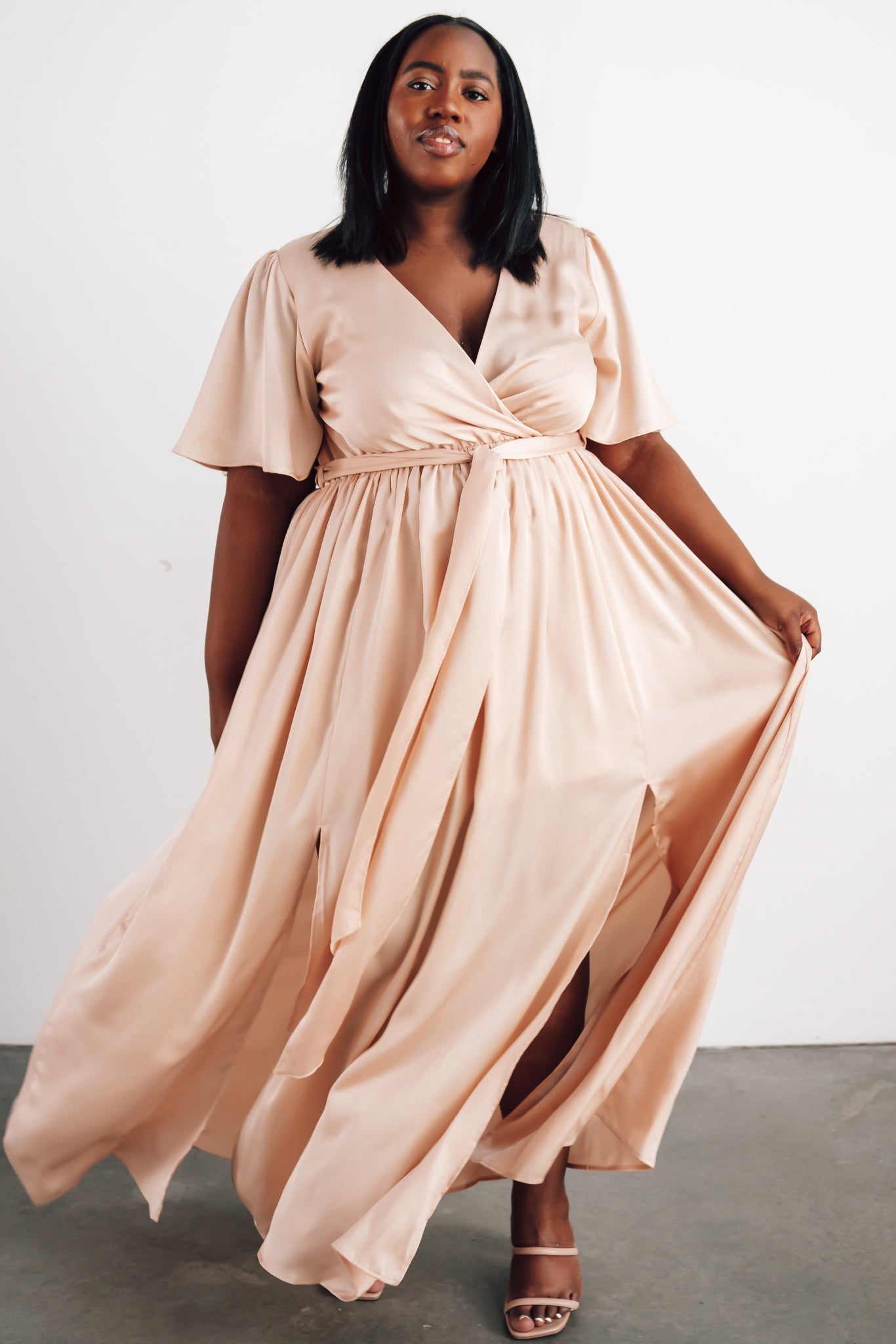 Sicily Satin Maxi Dress | Natural - Baltic Born