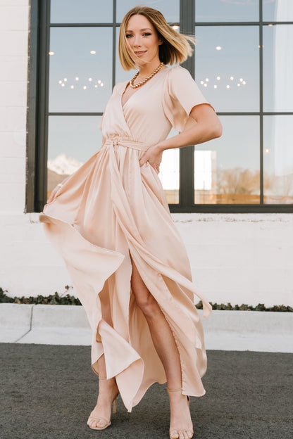 Sicily Satin Maxi Dress | Natural - Baltic Born