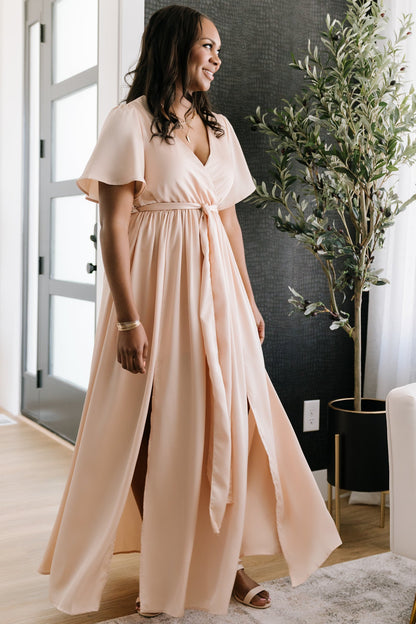 Sicily Satin Maxi Dress | Natural - Baltic Born