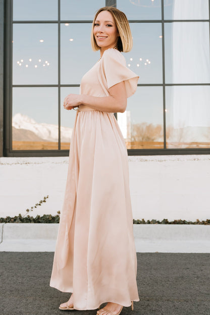 Sicily Satin Maxi Dress | Natural - Baltic Born