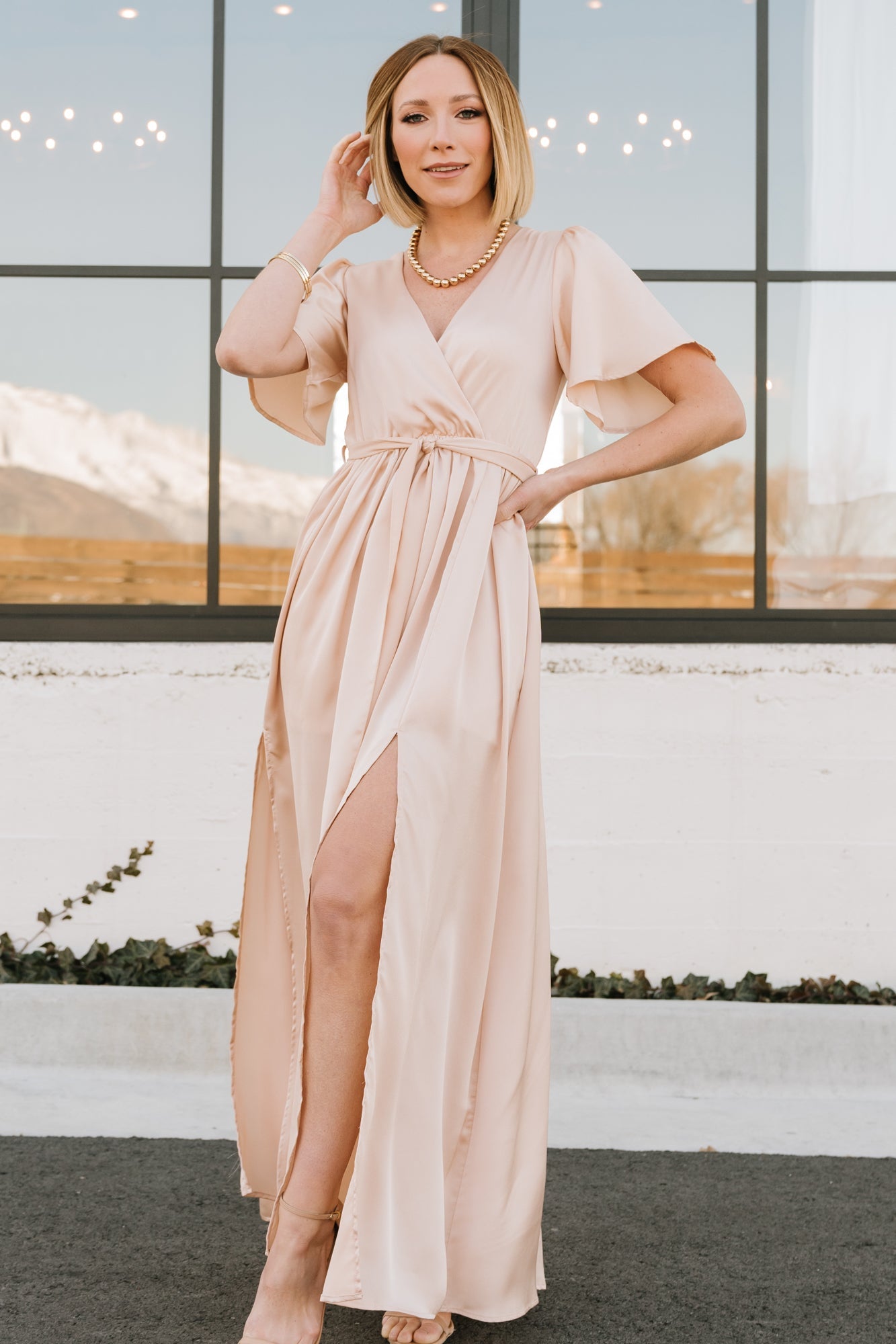 Sicily Satin Maxi Dress | Natural - Baltic Born