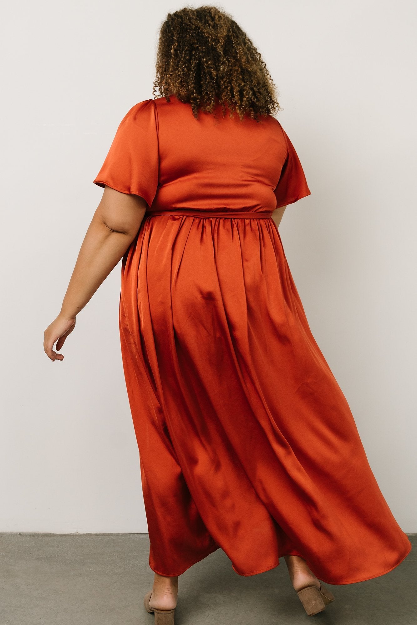 Sicily Satin Maxi Dress | Rust - Baltic Born