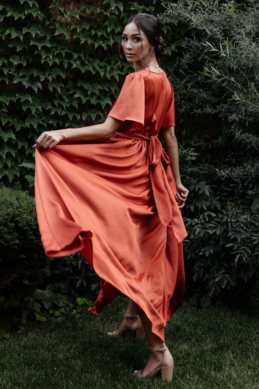 Baltic Born Womens Sicily Satin Maxi Dress | Rust Baltic Born Womens Sicily Satin Maxi Dress | Rust