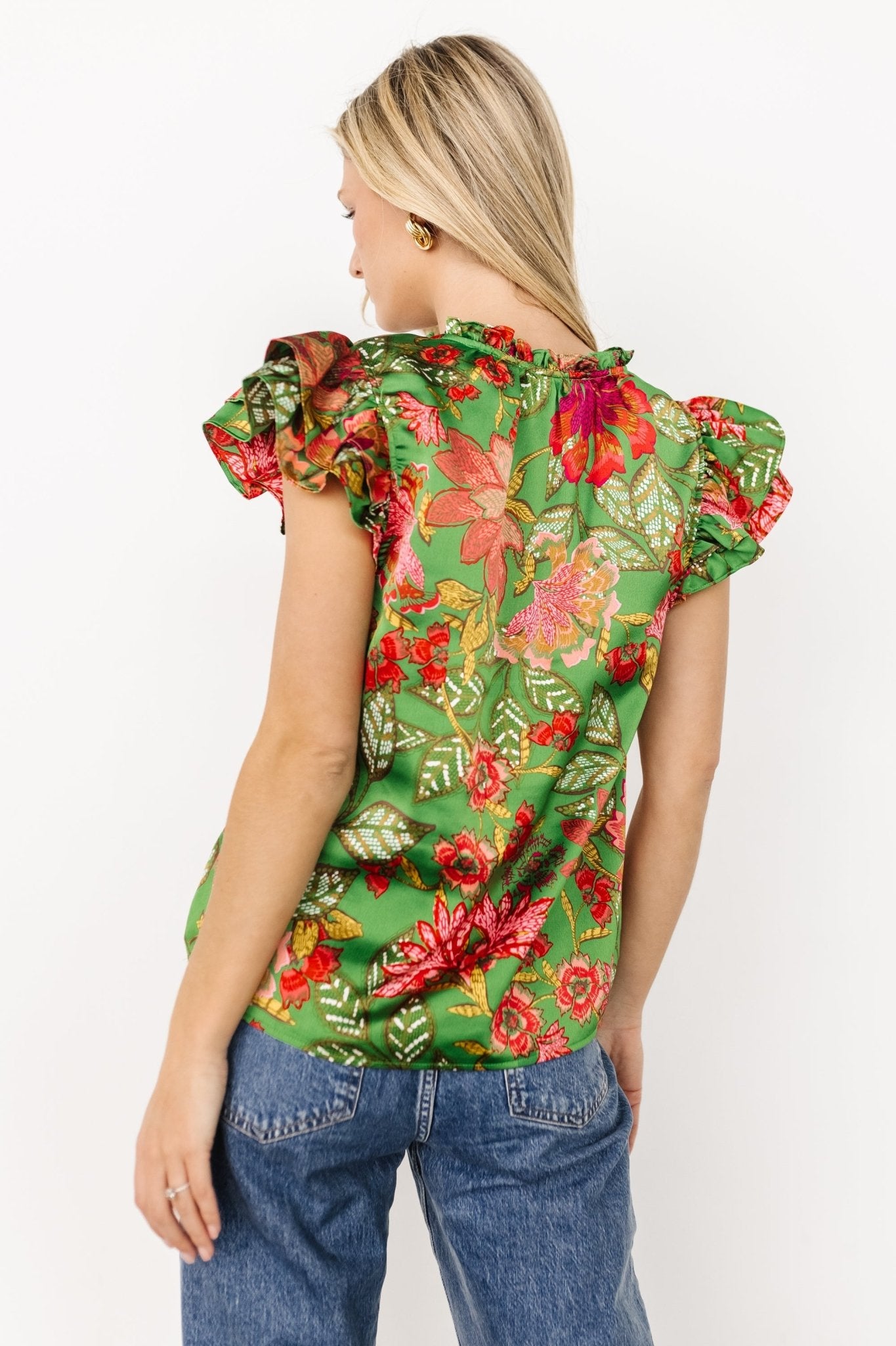 Skyler Ruffle Top | Green Multi - Baltic Born