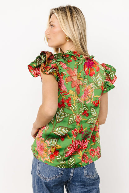 Skyler Ruffle Top | Green Multi - Baltic Born