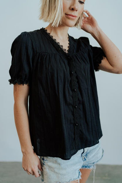 Sloane Button Top | Black - Baltic Born