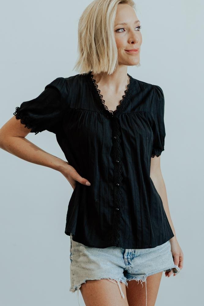 Sloane Button Top | Black - Baltic Born