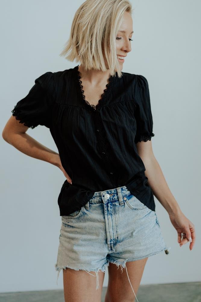 Sloane Button Top | Black - Baltic Born