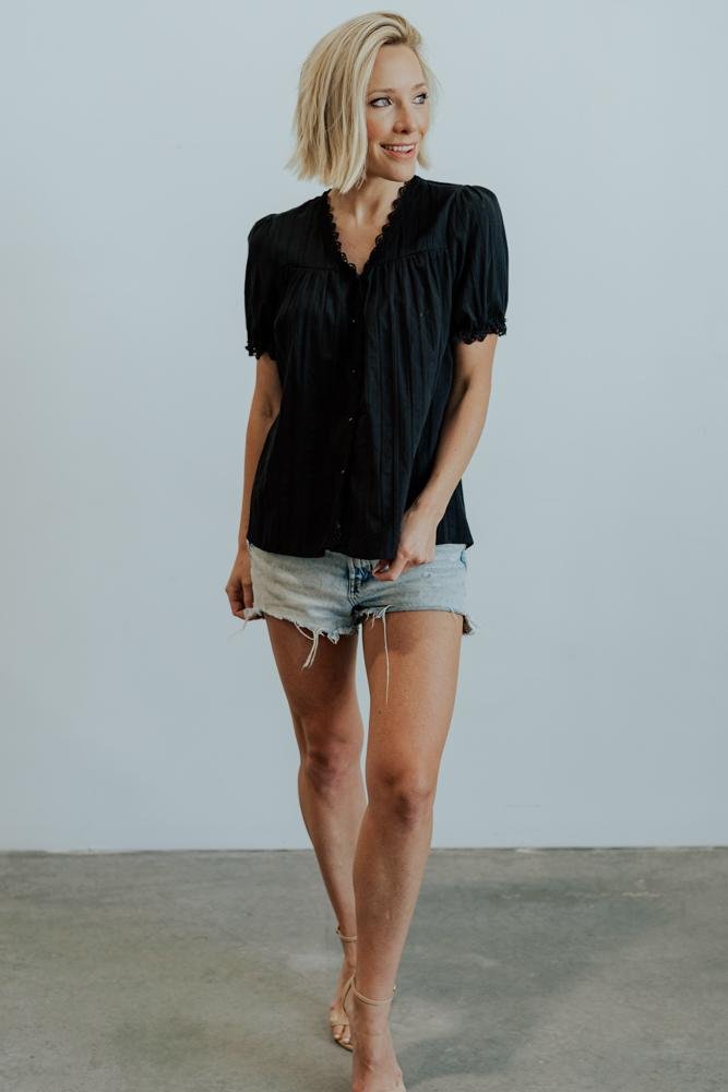 Sloane Button Top | Black - Baltic Born