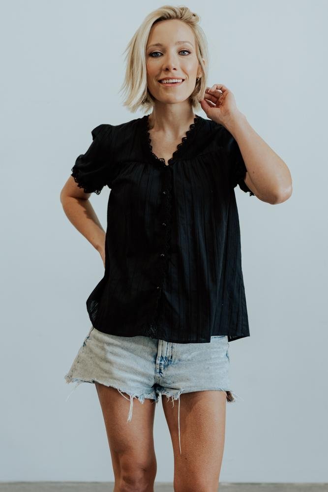 Sloane Button Top | Black - Baltic Born