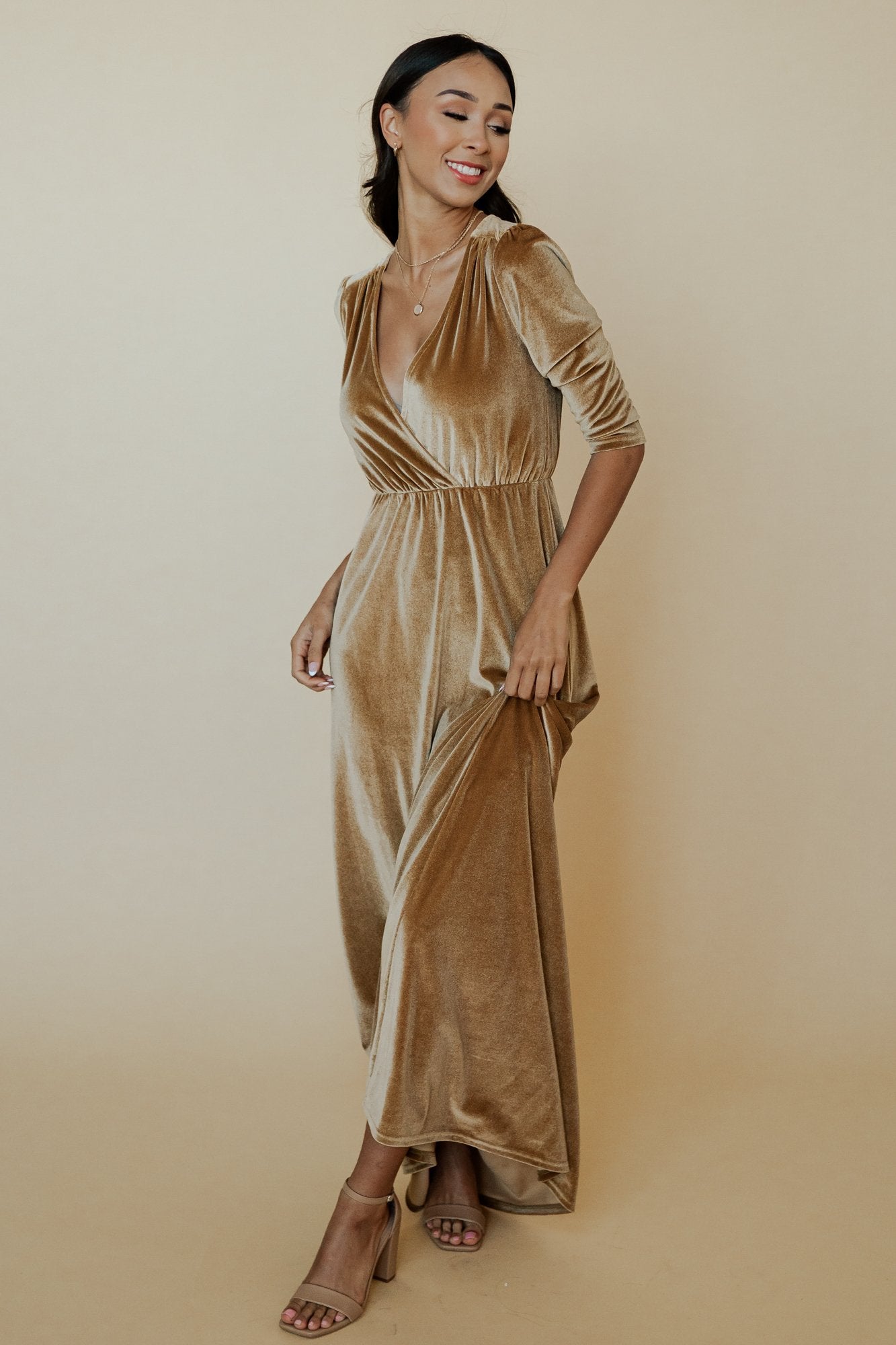 Sofia Velvet Maxi Dress | Gold | Baltic Born