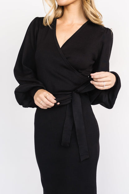 Soho Bubble Sleeve Sweater Dress | Black - Baltic Born