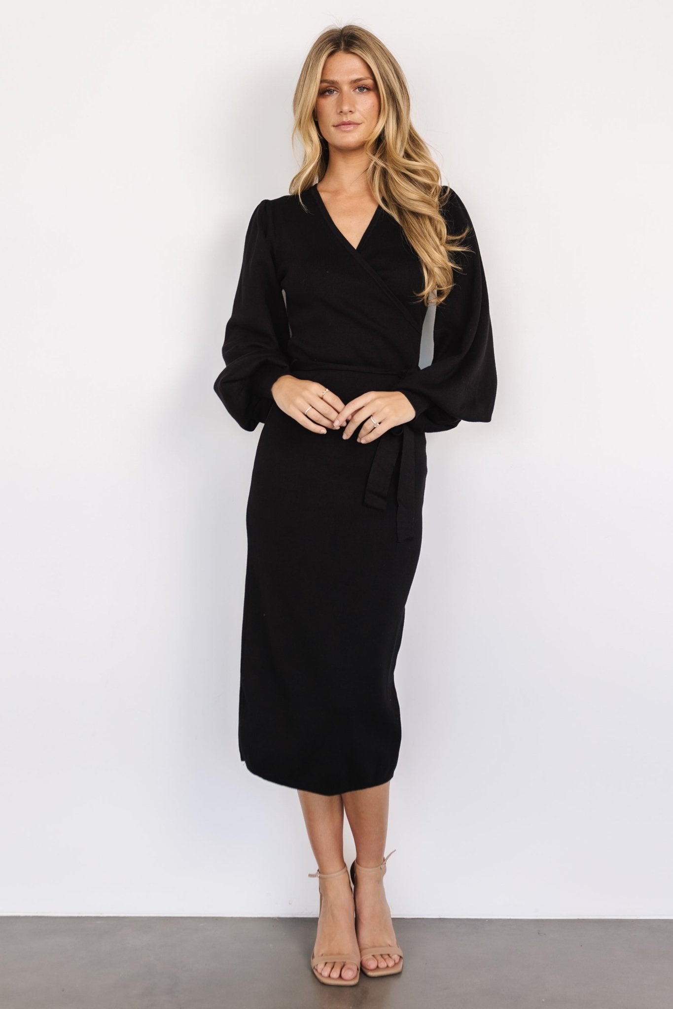 Soho Bubble Sleeve Sweater Dress | Black - Baltic Born