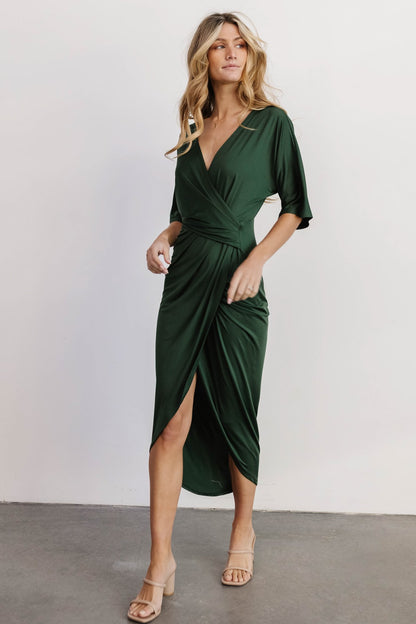 Solana Ruched Dress | Hunter Green - Baltic Born