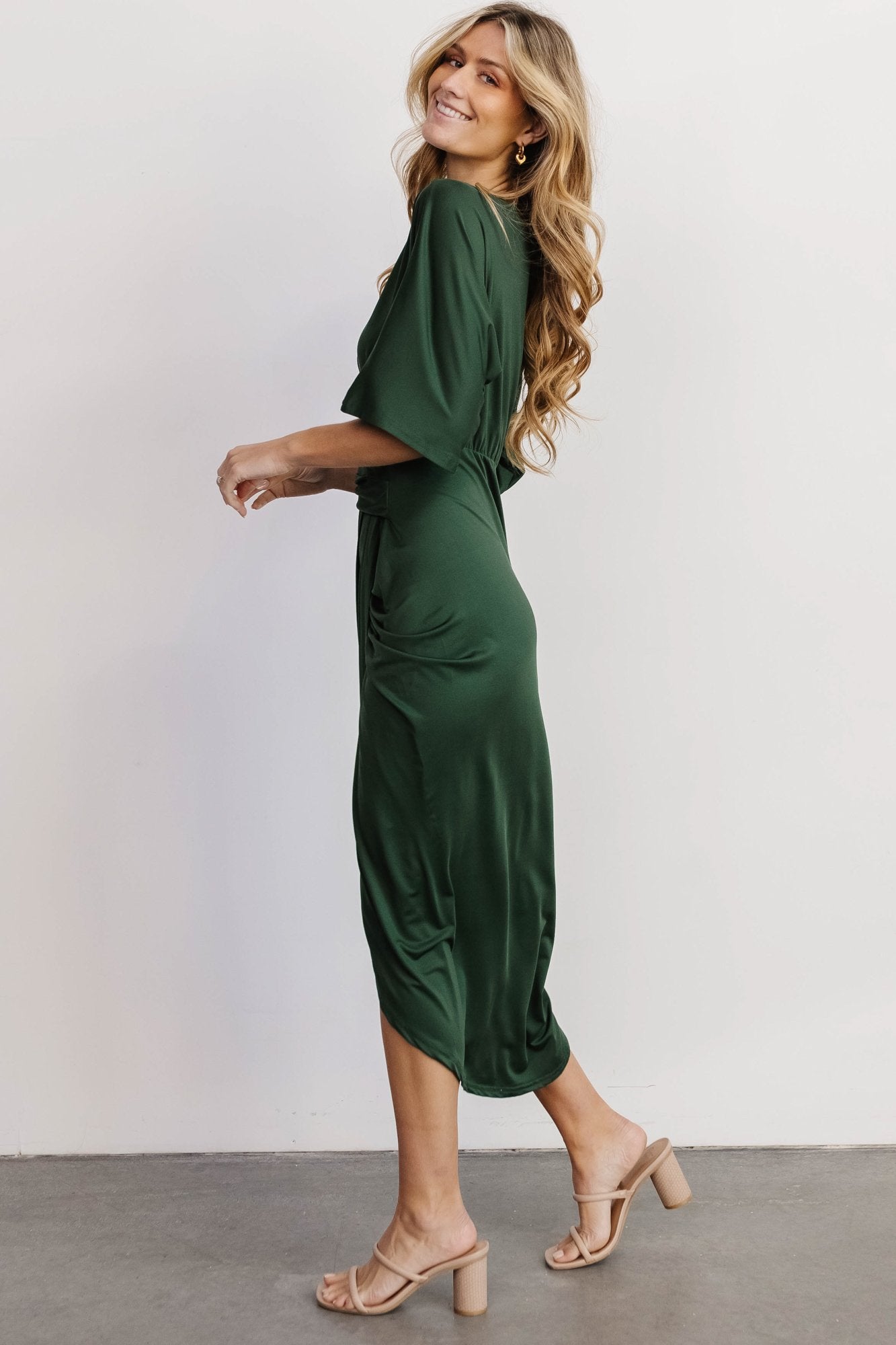 Solana Ruched Dress | Hunter Green - Baltic Born