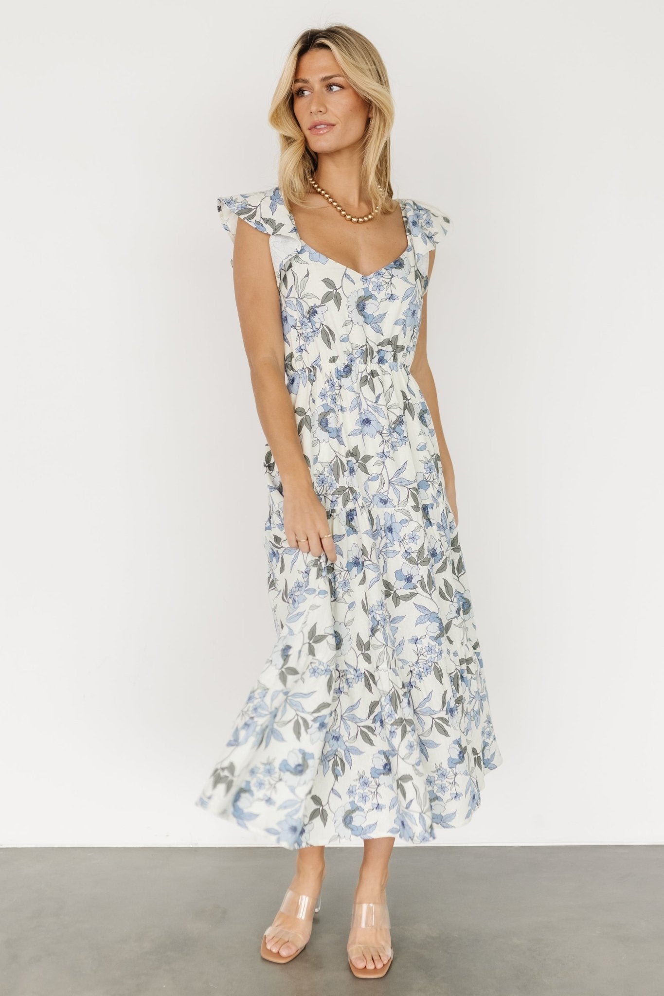 Sorrento Ruffle Dress | Blue Floral - Baltic Born