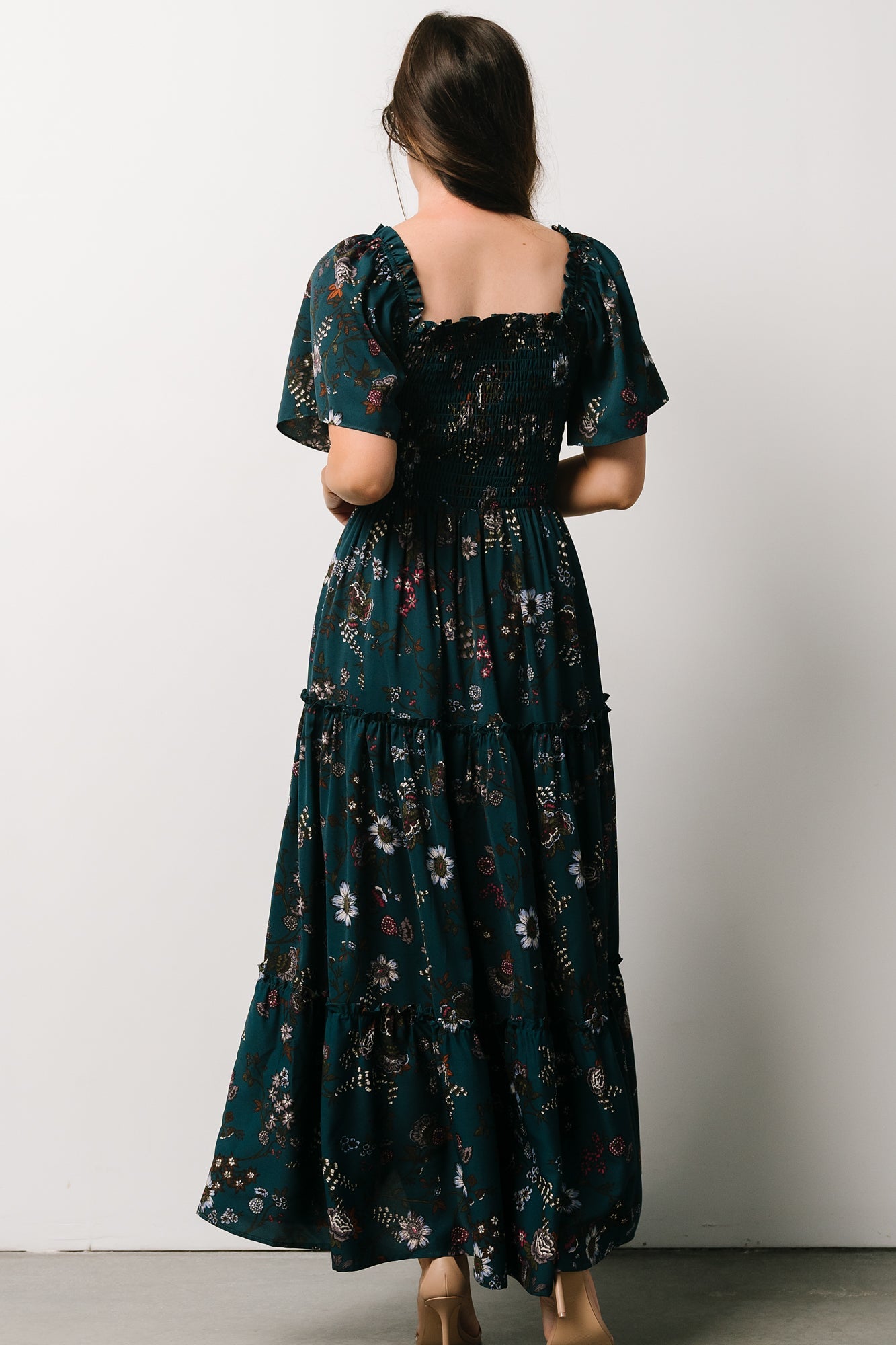 Southampton Smocked Maxi Dress | Jade Blossom - Baltic Born