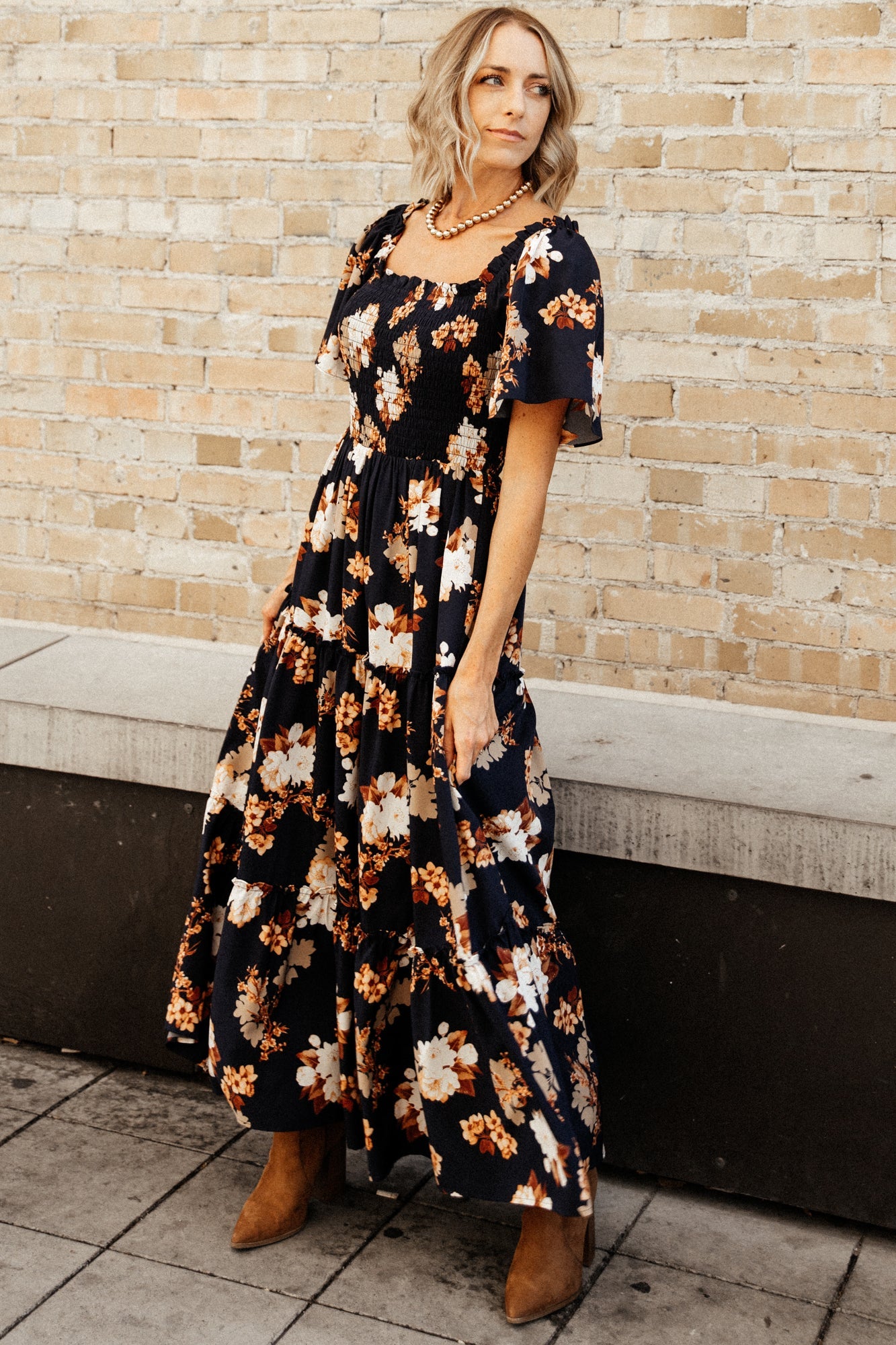 Southampton Smocked Maxi Dress | Navy Multi Floral | Baltic Born