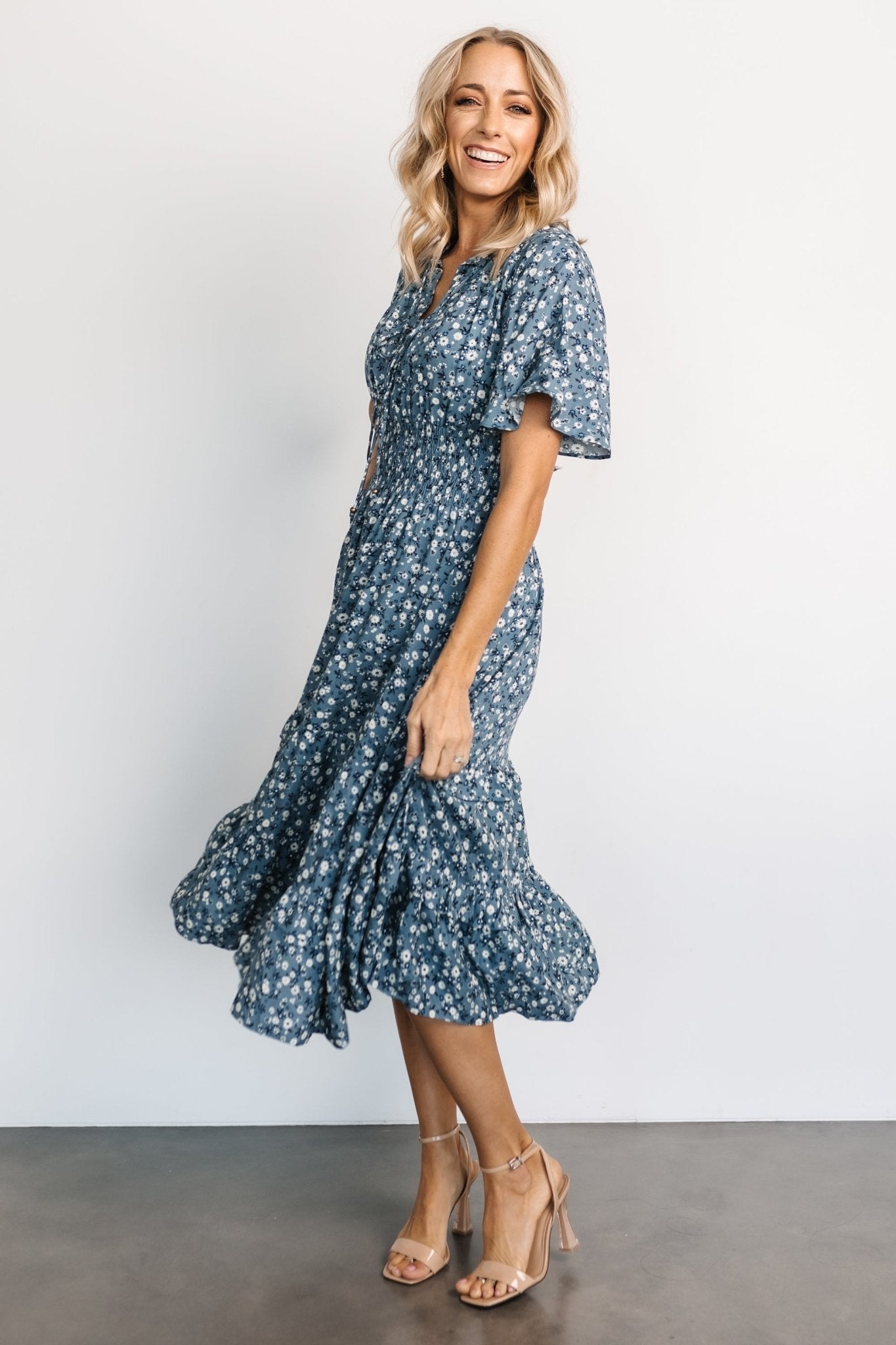 Spell Boho Midi Dress | Blue Floral | Baltic Born