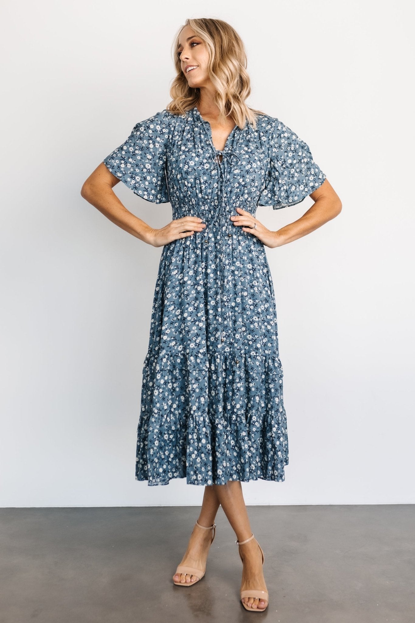 Spell Boho Midi Dress | Blue Floral - Baltic Born