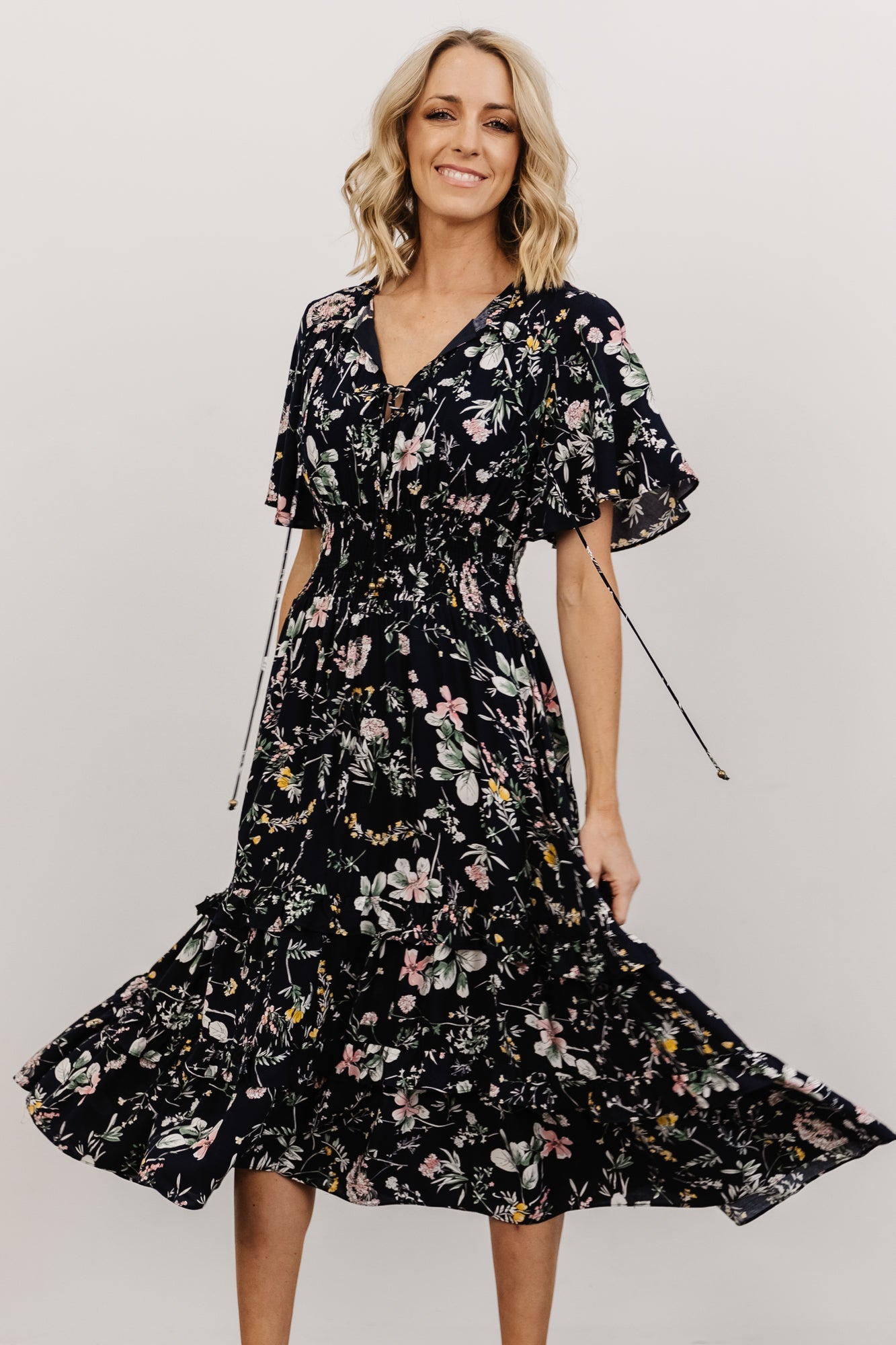 Spell Boho Midi Dress | Blush Floral | Baltic Born