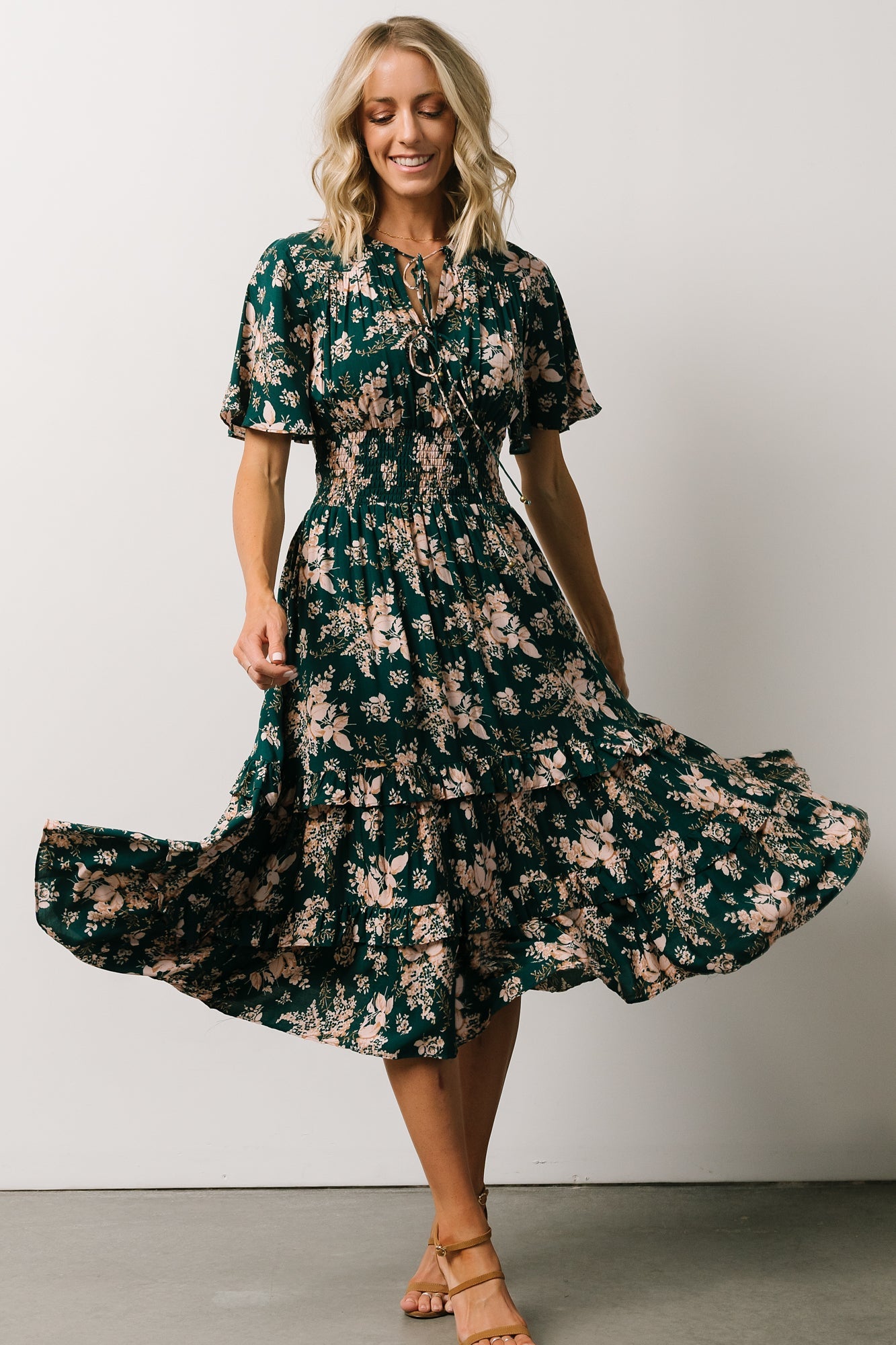 Spell Boho Midi Dress | Sage + Pink Floral | Baltic Born