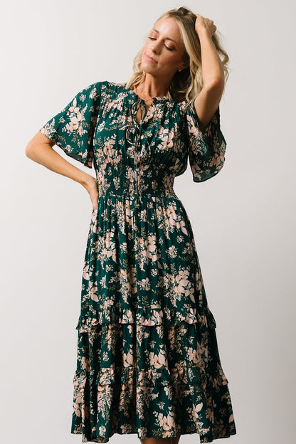 Spell Boho Midi Dress | Topaz + Blush Floral - Baltic Born