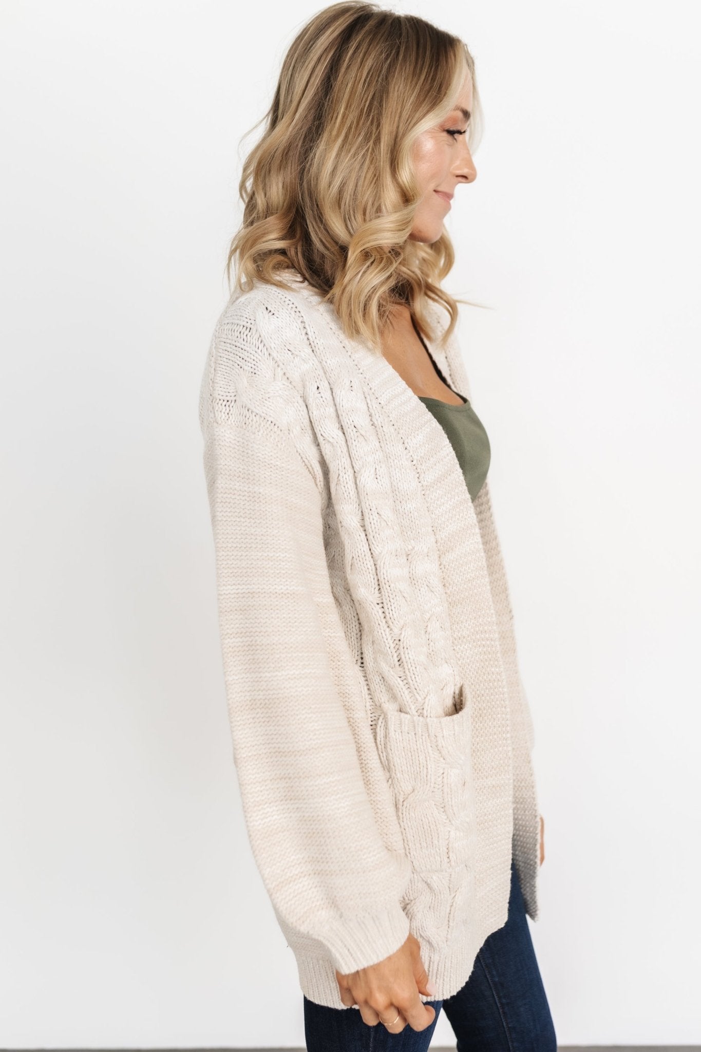 Spencer Chunky Knit Cardigan Oatmeal - Main Image