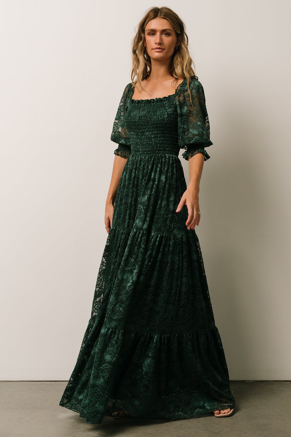 Stella Smocked Lace Maxi Dress | Black | Baltic Born